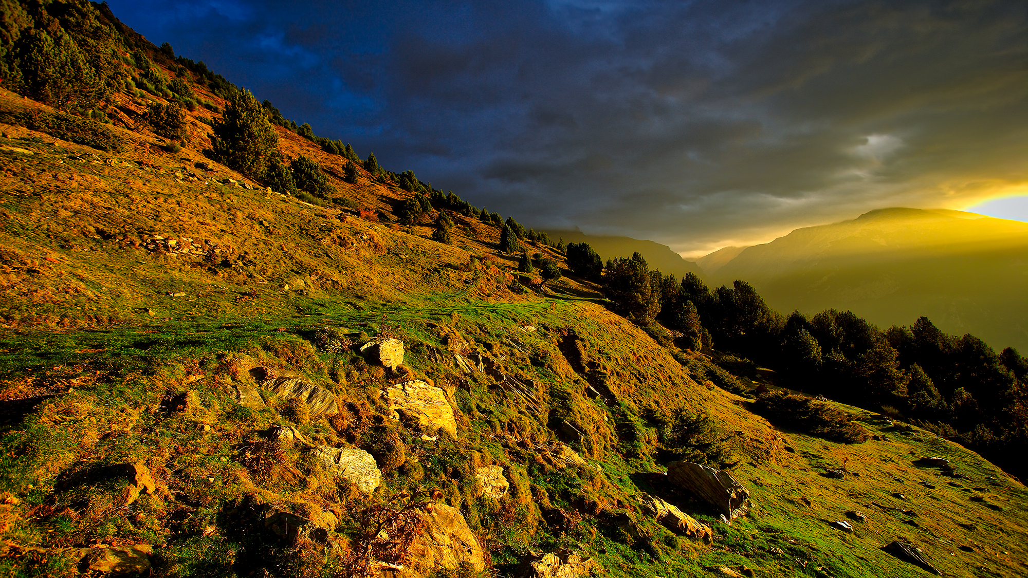 Paisajes, naturaleza, fotografía de paisajes, fotografía de naturaleza, montaña, prados verdes, atardecer, Pirineos, lérida, lleida